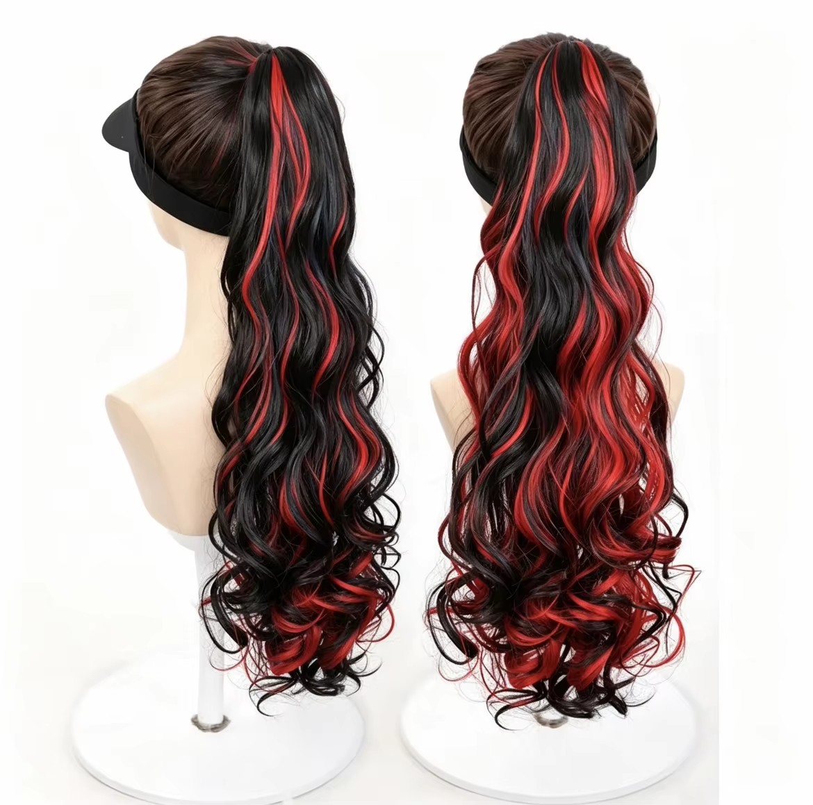Hair Claw Clip Set - Highlight Long Curly Synthetic Ponytail Hair