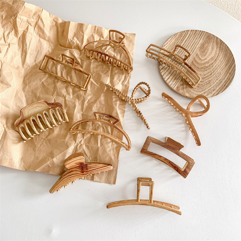 Hair Claw Clip Set - Vintage Mutiple Wood Grain Hair Claws
