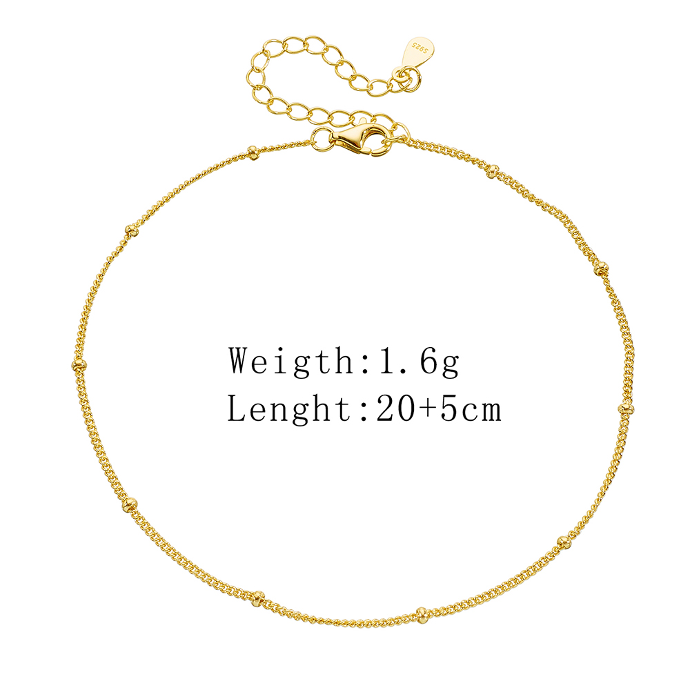925 Sterling Silver 14K Gold R - огляд і ціна Beaded Anklet Chain