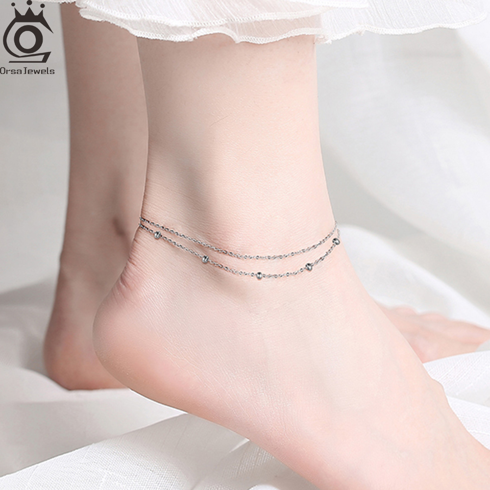 ORSA JEWELS Fashion 925 Sterli - огляд і ціна Beaded Anklet Chain