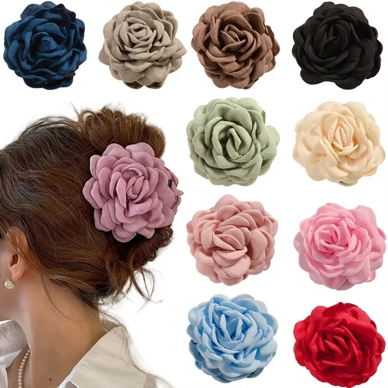 French Fabric Rose Flower Hair - огляд і ціна Hair Claw Clip Set